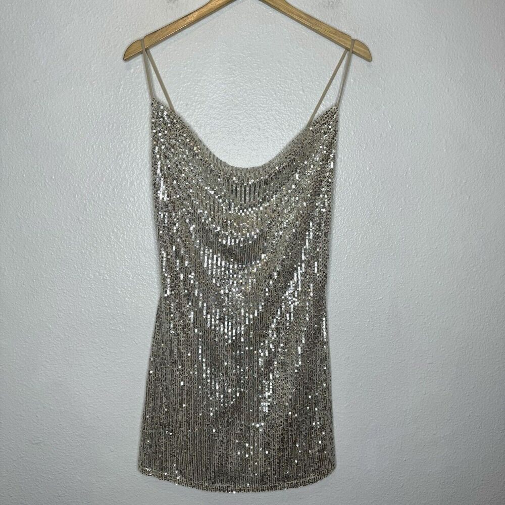 12th Tribe Silver Sequin Mini Dress